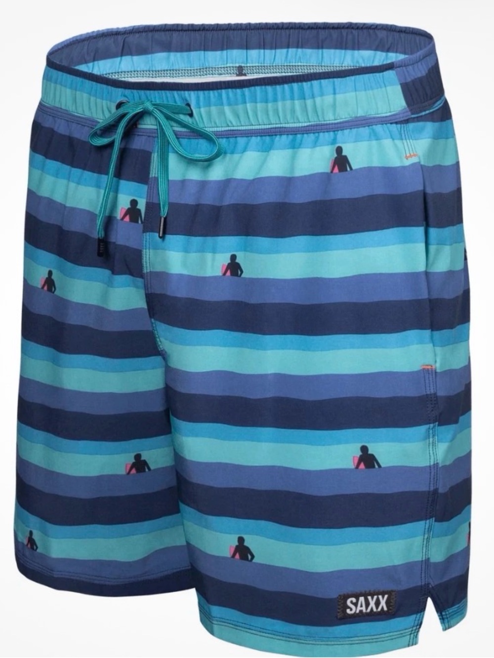 SAXX Men's Oh Buoy 2 in 1 Blue Stripe 7" Swim Shorts